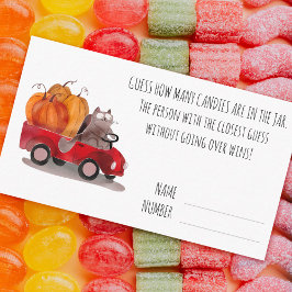 Halloween Snoep Gokspel Cartoon Kat Pompoen  Informatiekaartje