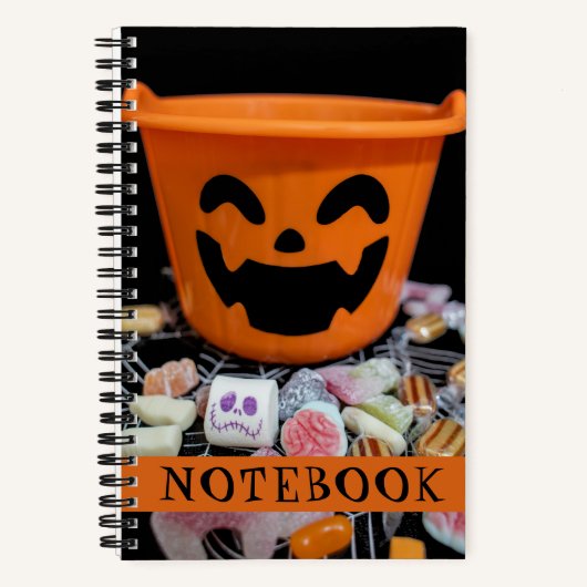 Halloween Snoep Jack o'lantern Plezier Notitieboek (Voorkant)