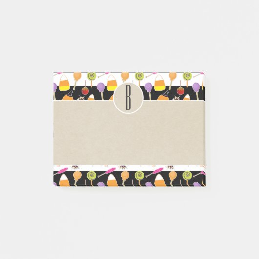 Halloween Snoep Kraft Landelijke Monogram Initiaal Post-it® Notes (Voorkant)