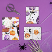 Halloween snoep, lekkernijen en jack-o-lantaarns inpakpapier vel
