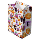 Halloween snoep, lekkernijen en jack-o-lantaarns medium cadeauzakje (Voorkant Gekanteld)