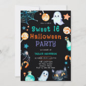 Halloween Snoep Lijst Geesten Zwart Cat Sweet 16 Kaart (Voorkant)