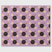 Halloween Snoep Lolly Cane Zwart Oranje naam Cadeaupapier (Vlak)