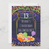 Halloween Snoep Mason Jar Party Uitnodigingen (Voorkant)