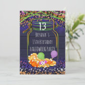 Halloween Snoep Mason Jar Party Uitnodigingen (Staand voorkant)