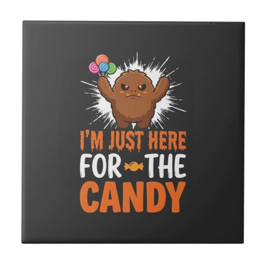 Halloween Snoep Monster Citaat Ontwerp Tegeltje (Voorkant)