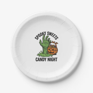 Halloween Snoep Monster Vintage Griezels Behandeli Papieren Bordje