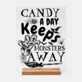 Halloween Snoep Monsters Gezegde Typografie Party Acryl Bord (Voorkant)