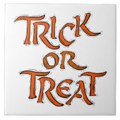 Halloween snoep of een poets Woorden Tegeltje (Voorkant)