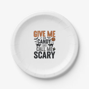 Halloween Snoep of Noem me Schattig Vintage Grafis Papieren Bordje