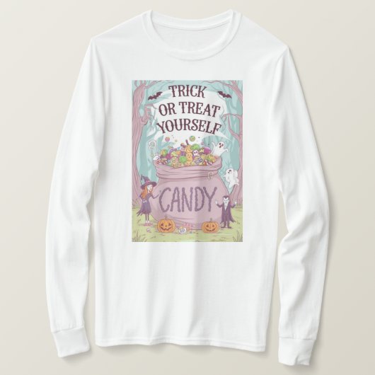 Halloween "Snoep of Straf jezelf" T-Shirt Ontwerp (Design voorkant)