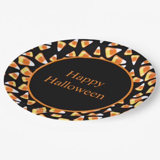 Halloween snoep patroon, leuke snoepmaïsbehandelin papieren bordje (Gekanteld)