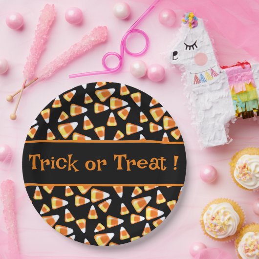 Halloween snoep patroon, leuke snoepmaïsbehandelin papieren bordje (Feest)