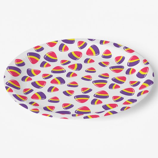 Halloween Snoep Patroon Papieren Bordje (Gekanteld)