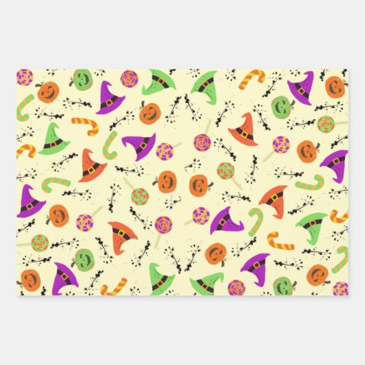 Halloween Snoep Pumpkin & Witch's Pet 2 Inpakpapier Vel (Voorkant 2)