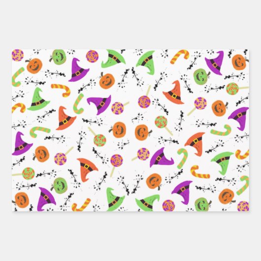 Halloween Snoep Pumpkin & Witch's Pet 2 Inpakpapier Vel (Voorkant)