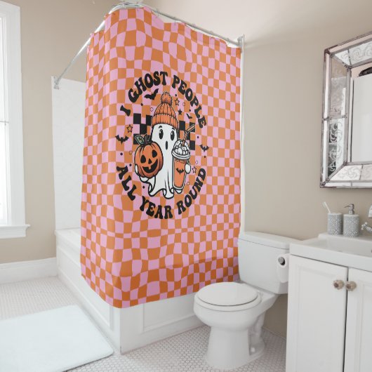 Halloween Snoep Schattige Ghost Funny Douchegordijn (In situ)