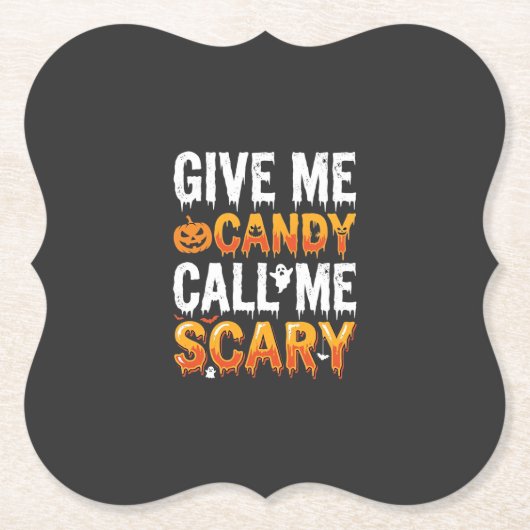 Halloween Snoep Schrikbarend Spook Ontwerp_1 Kartonnen Onderzetters (Voorkant)