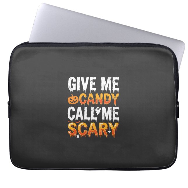 Halloween Snoep Schrikbarend Spook Ontwerp_1 Laptop Sleeve (Voorkant)
