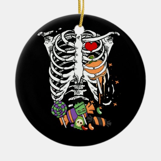 Halloween Snoep Skeleton Rib Cage X-Ray Keramisch Ornament (Voorkant)