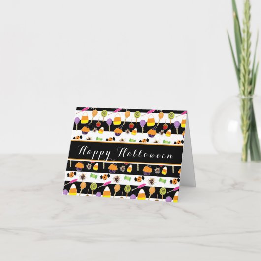 Halloween Snoep & snoep Vouwnotitie Kaart (Voorkant)