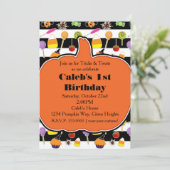 Halloween Snoep & snoepjes Pumpkin Party Invitatio Kaart (Staand voorkant)