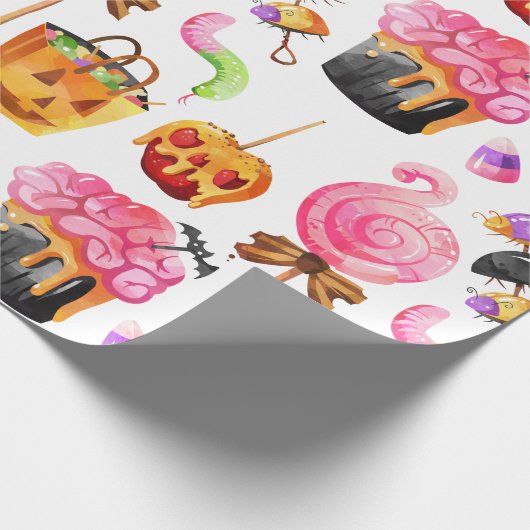 Halloween Snoep Snoepjes Spooky Wrapping Paper Cadeaupapier (Hoek)