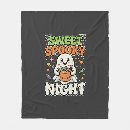 Halloween Snoep Spoken Nacht Fleece Deken (Voorkant)