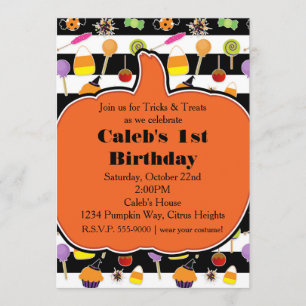 Halloween Snoep & Sweets Pumpkin Party Invitation Kaart