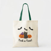 Halloween snoep trick or treat pompoen katten tote bag (Voorkant)