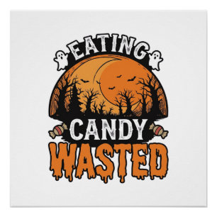 Halloween Snoep Verspild Vintage Griezelig Shirt O Perfect Poster