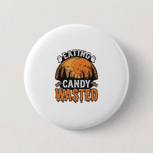 Halloween Snoep Verspild Vintage Griezelig Shirt O Ronde Button 5,7 Cm