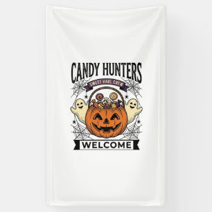 Halloween Snoep Verzamelaar Vintage Gravure Pompoe Spandoek