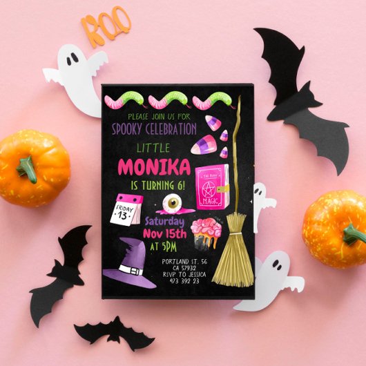 Halloween Snoep Witch Birthday Uitnodiging
