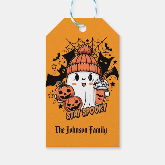 Halloween Snoepgoed Cute Geest Cadeaulabel (Voorkant)