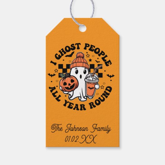 Halloween Snoepgoed Cute Geest Grappig Cadeaulabel (Voorkant)