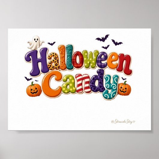 Halloween Snoepgoed Gebubbeld Lettertype Poster (Voorkant)