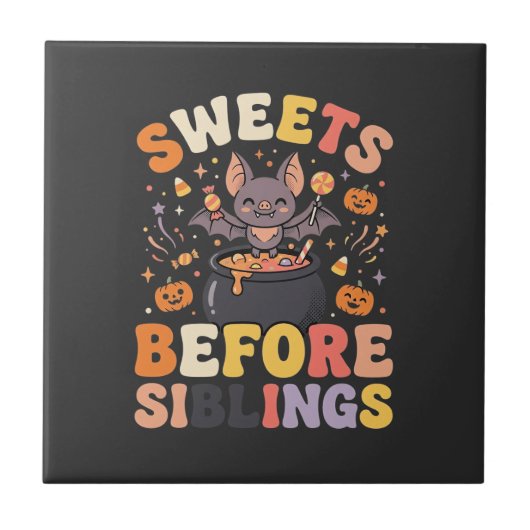 Halloween Snoepgoed Sibling Swap Tegeltje (Voorkant)