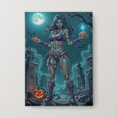 Halloween Snoepje of Zombie Vriendin met Hersenbre Button (Voorkant)