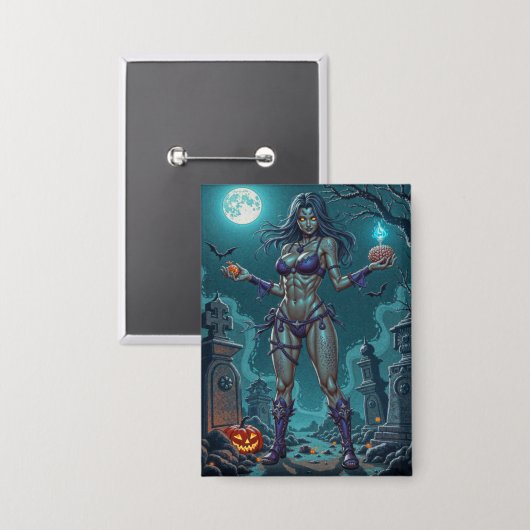 Halloween Snoepje of Zombie Vriendin met Hersenbre Button (Voorkant / Achterkant)