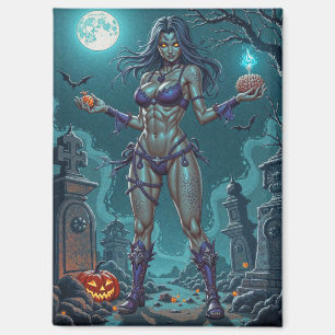 Halloween Snoepje of Zombie Vriendin met Hersenbre Magneet