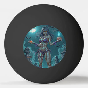 Halloween Snoepje of Zombie Vriendin met Hersenbre Pingpongbal