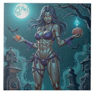 Halloween Snoepje of Zombie Vriendin met Hersenbre Tegeltje