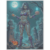 Halloween Snoepje of Zombie Vriendin met Hersens Sticker (Voorkant)