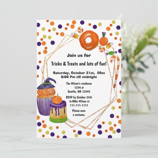 Halloween Snoepjes and Trees Halloween Kaart (Staand voorkant)