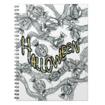 Halloween snoepjes en linten spiraalnotitieboek
