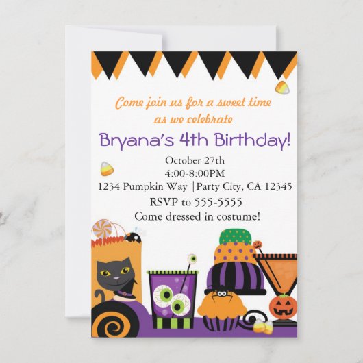 Halloween snoepjes en Snoep leuke feestuitnodiging Kaart (Voorkant)