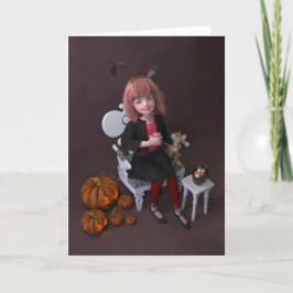 Halloween. Snoepjes eten. Feestdagen Kaart