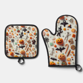 Halloween snoepjes ovenwant & pannenlap set