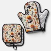 Halloween snoepjes ovenwant & pannenlap set (Voorkant / Achterkant)